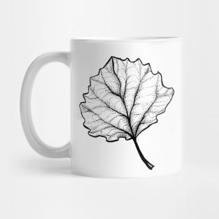 Monochrome Leaf Stipple Shaded Ink Drawing Mug